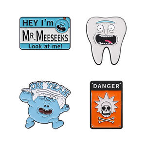 دبوس مينا ميمي مفاجأة من سبيكة معدنية علامة خطر بروش لطب الأسنان برسوم كرتونية مضحكة - Product Image 1