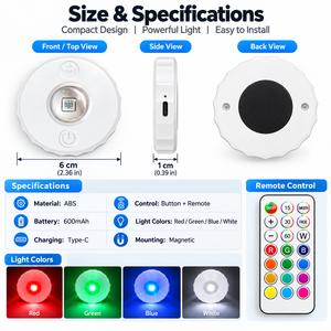 Projecteur LED RGB rechargeable à effet œil de chat avec télécommande, fixation magnétique Type C pour la décoration d'armoires et d'étagères - Product Image 3