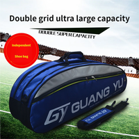Sac à dos de badminton Guang Yu en tissu imperméable 700D, capacité extra-large pour 6 raquettes, multi-poches, sac de sport à bandoulière et à main