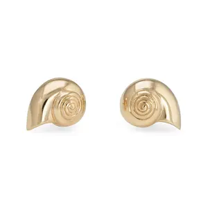 Nueva llegada 18K chapado en oro plata esterlina 925 moda Concha Seashell pendiente metal Stud precio Filipinas