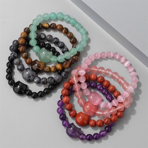 הכי טוב למכור הסיטונאי 8 מ "מ קריסטל טבעי חתול ראש קסם יוגה אלסטי צמיג מתנה ליום הולדת - Product Image 6