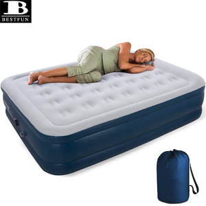 Lit pneumatique gonflable surélevé avec pompe intégrée, lit pneumatique Queen Sized résistant aux perforations avec pièce de rechange supérieure floquée étanche Be - Product Image 2