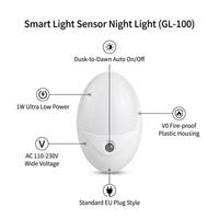 Luz Nocturna LED Inteligente Inalámbrica Portátil para Habitación de Bebés y Niños, con Sensor de Oscuridad, Enchufable