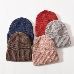 Outdoor Ski Fashion Thickened Cable Headwear Warm Soft Mix Colors Skull Women Winter Cashmere Knitted Beanies For Men Custom