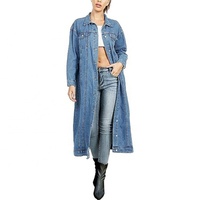 Nouvelle arrivée, veste en jean pour femme, lavage clair, tendance, cardigan, cape, veste longue en jean, veste longue à manches longues pour femme, style ample