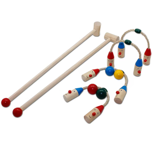 Ensemble de jeu de cour de jardin extérieur familial Croquet de clown en bois pour enfants avec boule de porte pour les sports et le divertissement - Product Image 2