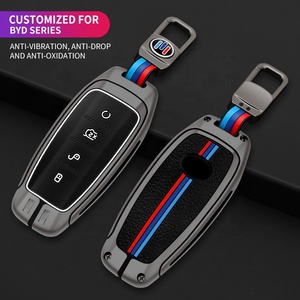 Phát Sáng Trong Bóng Tối Byd Chìa Khóa Xe Fob Vỏ Trường Hợp Kim Loại Bảo Vệ Chìa Khóa Với Silicone Nút Kẽm Hợp Kim Tự Động Từ Xa Bìa Chìa Khóa Và Vòng Chìa Khóa - Product Image 1