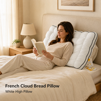 Coussin de lit matelassé French Cloud Bread Pillow, très moelleux, 48x74cm, garnissage en fibres de polyester 10-13cm, blanc, jaune, gris, lot de 1 coussin individuel