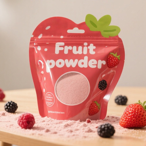 Stampa personalizzata modello carino <span class=keywords><strong>rosa</strong></span> lucido finitura speciale a forma di finestra rotonda trasparente per frutta fragola polvere Mylar borsa - Product Image 1