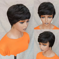 Perruques courtes personnalisées en cheveux humains, perruques courtes bob pour femmes noires, perruques en cheveux humains de couleur naturelle, fabriquées à la machine, à prix abordable