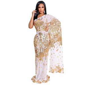 Vestido de festa feminino, nova moda para moças um ombro dividido com lantejoulas sexy tamanho grande 3xl strass vestido de festa de baile à noite - Product Image 3