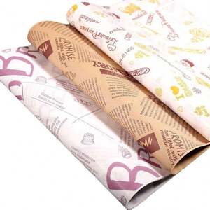 Papier ciré alimentaire imprimé avec logo, résistant à la graisse, format standard personnalisé, pour hamburgers, vente en gros - Product Image 4