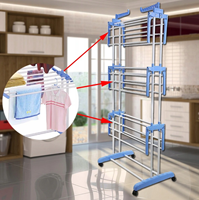 Étagère à linge Offre Spéciale en acier inoxydable peu encombrante support de séchage en tissu pliable support de séchage de vêtements de famille pliant