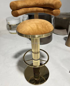 <span class=keywords><strong>Tabouret</strong></span> de <span class=keywords><strong>Bar</strong></span> Vintage Aviateur en Cuir Marron Pieds Dorés Bouton Pivotant Siège Petit Déjeuner Chaises de <span class=keywords><strong>Bar</strong></span> Boucle Champagne <span class=keywords><strong>Tabouret</strong></span> de <span class=keywords><strong>Bar</strong></span> en Liège - Product Image 2