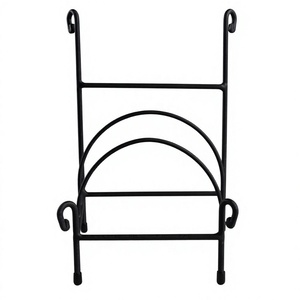 Customized Iron Metal Plate Rack Black Finished Perfect For Kitchenware <b>Tabletop</b> Standing Multifunction Plate <b>Storage</b> Holder - Product Image 1