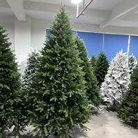 Vente directe d'usine, arbre de Noël artificiel classique en PE vert armée, pré-éclairé avec des lumières LED