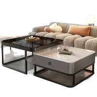 Table Basse Carrée de Luxe Léger au Design Italien, avec Cadre Métallique, pour Salon, Maison Moderne, Appartement Minimaliste, Tendance Internet