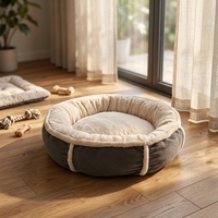 Lit pour chien en fausse fourrure de luxe personnalisé, lit rond en peluche pour chat, lit pour animaux de compagnie multi-tailles, chaud, doux, pour un sommeil profond et apaisant, fabricant
