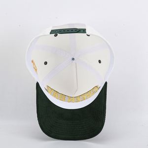 Casquette de baseball en velours côtelé 5 panneaux entièrement personnalisable OEM ODM de haute qualité, broderie 3D, bicolore, style Dad Hat, pour sports de plein air, vente en gros - Product Image 6