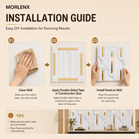 Panneau mural 3D en PVC effet marbre MORLENX avec incrustation miroir doré, revêtement mural décoratif pour les intérieurs hôteliers