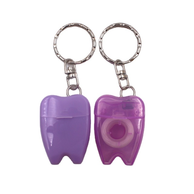 Mint Flavor Instruments Tooth Shape Small Dental Floss Keychain