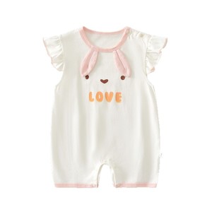 Body de algodón para bebés, sin mangas, fino, de verano, con orejas de conejo y estampado de amor, para gatear - Product Image 5
