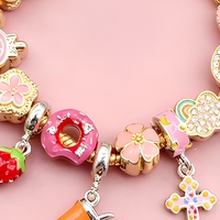 Groothandel DIY Geknoopte Schattige Kersen Aardbei Zwarte 8 Armband Wolk Taart Donut Hart Mode Sieraden