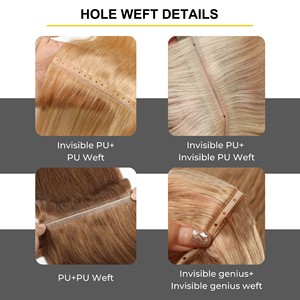 Extensiones de Cabello Humano Remy con Trama de Mariposa Twin Tab Genius Más Populares, Trama Plana XO Hole, Doble Trama Invisible Europea - Product Image 4