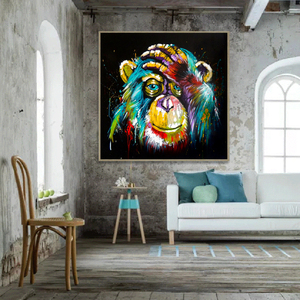 Aquarelle pensée singe <span class=keywords><strong>Art</strong></span> mural toile impressions abstrait animaux Pop <span class=keywords><strong>Art</strong></span> toile peintures décor mural photos pour chambre d'enfants - Product Image 2