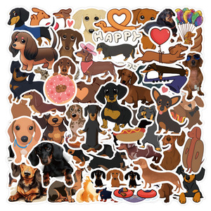 60 autocollants décoratifs en PVC sur le thème des chiens <span class=keywords><strong>teckel</strong></span> mignons, idéaux pour valises, skateboards, ordinateurs et tablettes - Product Image 1
