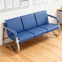 Chaise d'aéroport noire à succès, 3 places, chaise de salle d'attente de bureau avec accoudoirs, banc, canapé