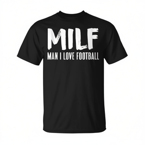 T-shirt Milf Man I Love Football, humoristique pour adultes, noir, coupe unisexe - Product Image 2