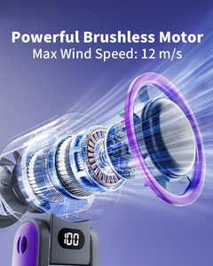 Ventilateur portable USB sans pales avec moteur sans balais, vitesse maximale du vent de 12 m/s, batterie rechargeable 3600 mAh, utilisation en extérieur - Product Image 2