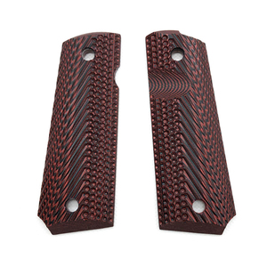 Прямая поставка с завода, аксессуары с ЧПУ, черно-красные двойные бриллиантовые клетчатые полноразмерные ручки 1911 G10 для стрельбы - Product Image 5