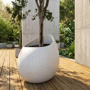 Fiberglass Flower Planter Modern <b>Large</b> Plant <b>Pot</b> Decorative Garden Container for Indoor Outdoor Home Commercial Landscaping - Product Image 1