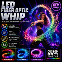 Fouet à fibres optiques LED en gros, 36 effets lumineux, rechargeable Type-C, accessoire de scène pour danse et rave, CE RoHS