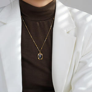 <span class=keywords><strong>Collier</strong></span> Fleur Rose Vintage en Acier Inoxydable Plaqué Or 18 carats Effet Miroir Argenté pour Femme, Étanche, Luxe - Product Image 5