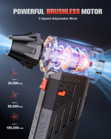 GOOLOO F5S Souffleur d'air électrique super turbo portable 180000RPM avec batterie 6000mAh sans fil pour distributeurs et détaillants