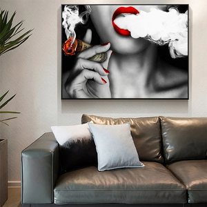 Cuadros Modernos de Mujeres con <span class=keywords><strong>Labios</strong></span> <span class=keywords><strong>Rojos</strong></span> Fumando, Pintura en Lienzo para Decoración del Hogar, Arte de Pared, <span class=keywords><strong>Cuadro</strong></span> para Bar - Product Image 4