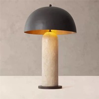 Lampe de chevet LED électrique en pierre de grotte jaune, style Wabi-sabi, design vintage, modèle champignon, pour table basse ou décoration de pièce.