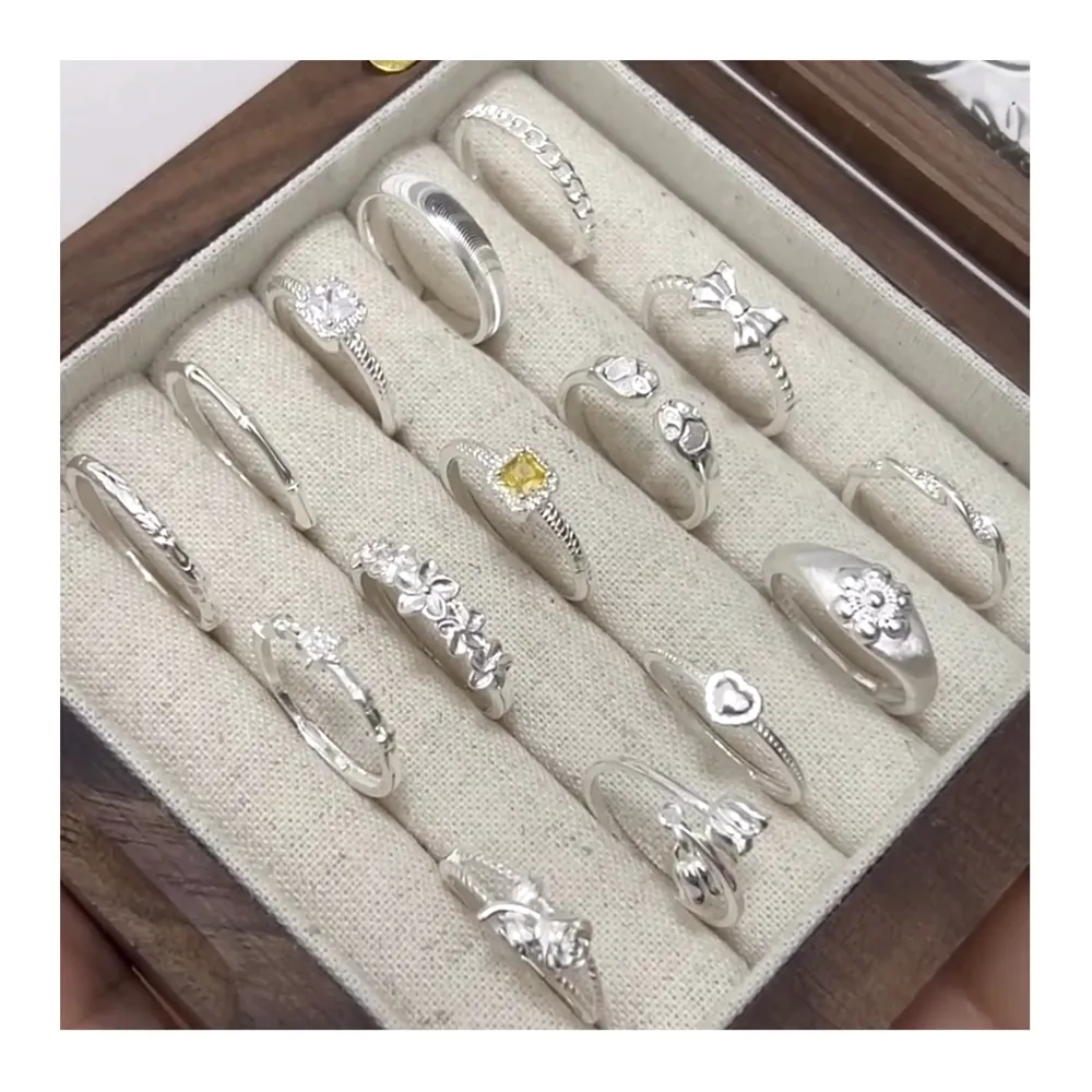 Anillos sin piedra cincin baja tahan karat untuk wanita perhiasan perhiasan massal susun 925 cincin jari perak harga cincin s925