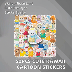 מכירת מפעל - 50 יחידות חבילת מדבקות PVC חמודות בסגנון קוואי, מדבקות בובות כותנה מצוירות עמידות במים עם הדפסת UV - Product Image 2