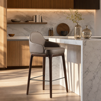 Ensemble de tabourets de bar modernes pour hôtels commerciaux, en bois et cuir PU, hauteur fixe, dossier, acier inoxydable, robuste, durable, haute qualité, pour extérieur et salle de sport