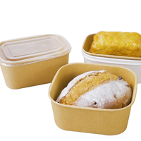 Boîte à pâtisserie en papier kraft recyclable avec couvercle transparent, boîte à emporter rectangulaire pour pain, gâteau, sushi et sucre, revêtement UV, gaufrage
