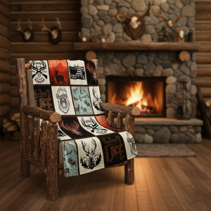 Manta Personalizada de Franela Estampada con Diseño de Oso y Ciervo del Bosque, Ecológica, Suave, para las Cuatro Estaciones - Product Image 2