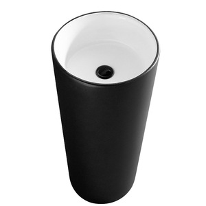 Ceramic Pedestal <b>Basin</b> <b>Round</b> Floor Standing One Piece Easy Cleaning Bathroom Sink - Product Image 5