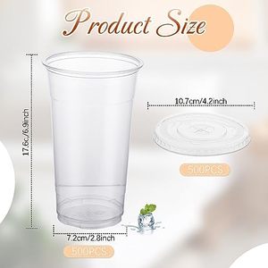 Vasos de plástico PET desechables de 32 oz con tapas planas transparentes <span class=keywords><strong>para</strong></span> bebidas frías, batidos de café helado, vasos <span class=keywords><strong>para</strong></span> beber en fiestas - Product Image 2
