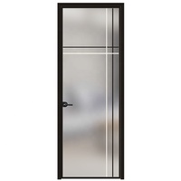 Porte à battants en verre dépoli et étroit, en aluminium, sur mesure