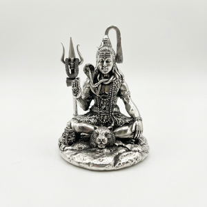 Statues de dieux en argent pur, sculpture religieuse plaquée argent du Dieu Shiva pour la décoration et la dévotion des temples domestiques - Product Image 3