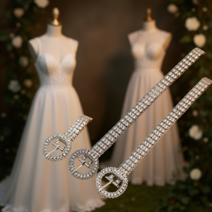 Ceinture carrée à boucle en strass 2,5*105CM, accessoire pour robe de mariée - Product Image 3